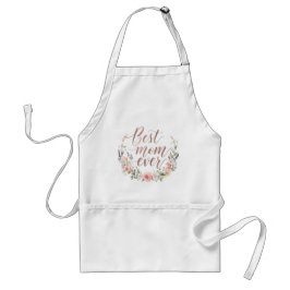 Avental Best Mom Ever – Elegant Floral Kitchen Apron