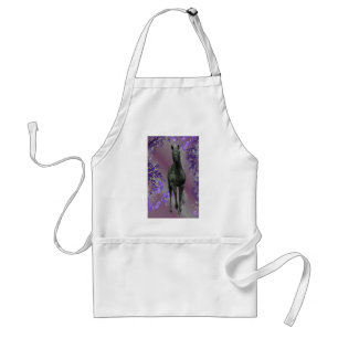 Avental Black Unicorn Flowers Fantasy Apron