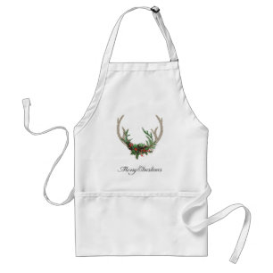 Avental Boho Deer Antlers Floral Russo de Natal Vermelho