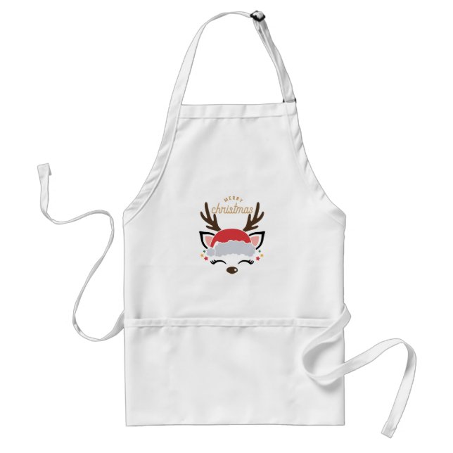 Avental Bonita Reindeer - Feliz Adulto de Natal Apron (Frente)