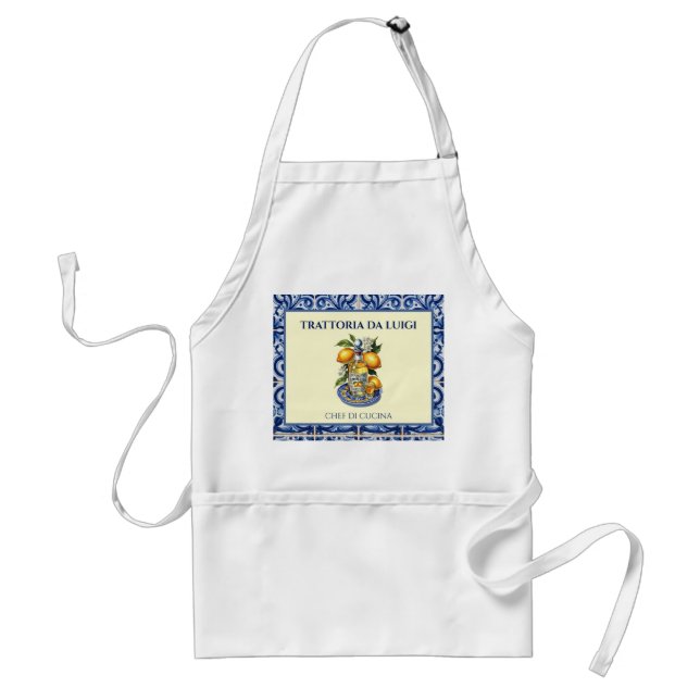 Avental Branco Limoncello de Azulejo Siciliano Che (Frente)