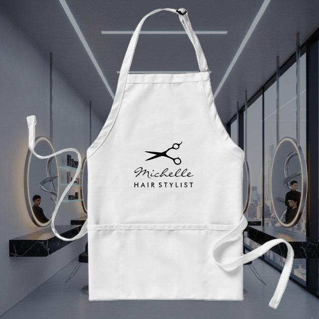 Avental branco para estilista de salão de beleza o (Hair salon apron)