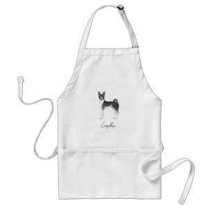 Avental Cachorro Basenji Fofo em Preto e Branco & Texto Pe