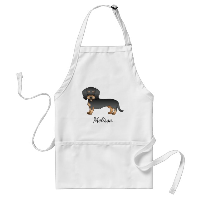 Avental Cachorro Dachshund de Cabelo Fio com Nome (Frente)