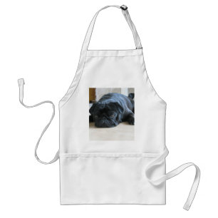 Avental Cachorro Preto Pug Fofo Dormindo