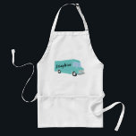 Avental Caminhão de Comida Azul-Teal Personalizado<br><div class="desc">Crie o presente personalizado perfeito para seu chef de caminhão de comida favorito. Este avental apresenta uma ilustração de estilo pintada de um caminhão de comida em azul real com seu nome ou outra mensagem em letras pretas.</div>