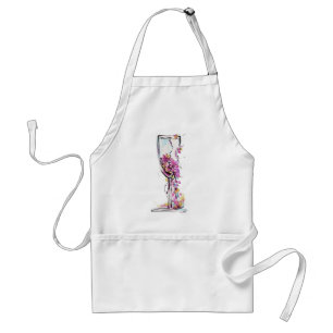 Avental Camiseta com Silhueta de Taça de Vinho Floral – Aq
