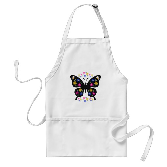 Avental Camiseta mariposa con flores multicolor (Frente)