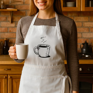 Avental Caneca de Café Desenhada à Mão Esboço Minimalista
