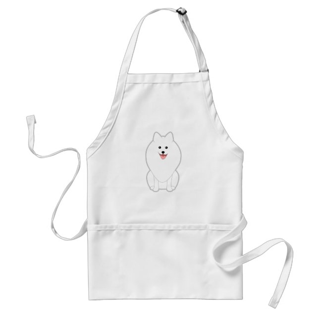 Avental Cão branco bonito. Spitz ou Pomeranian. (Frente)