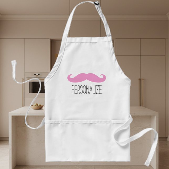 Avental Carro cor-de-rosa engraçado para homens, mulheres  (pink mustache apron)