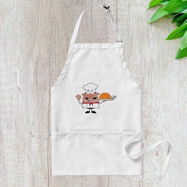 Avental Cartoon Chef Holding Roast Turkey (Criador carregado)