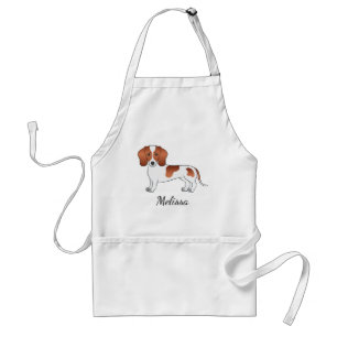 Avental Casaco Dachshund Cartoon Vermelho Suave Cão e Nome