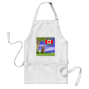 Avental Castor e bandeira canadenses