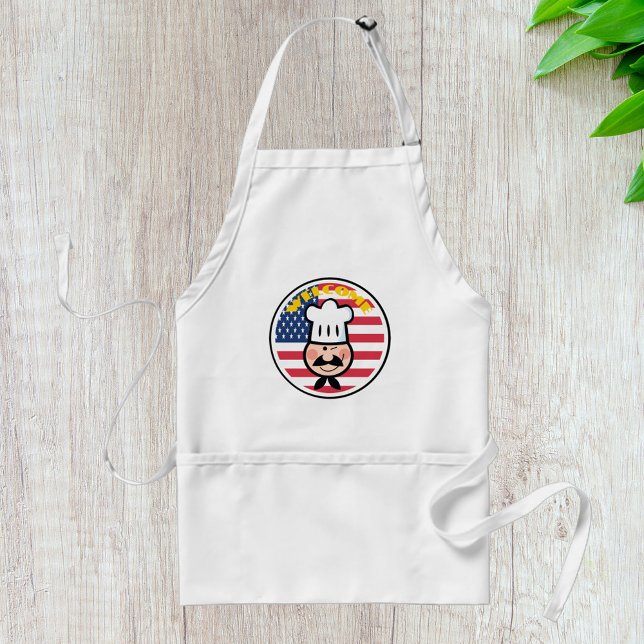 Avental Chef Bem-vindo com bandeira americana (Criador carregado)