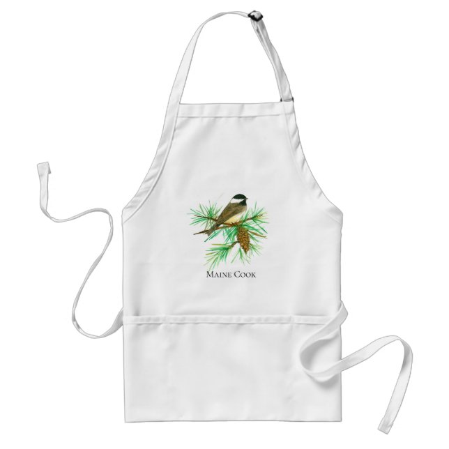 Avental Chef Chickadee Bird Pinecone Tassel (Frente)