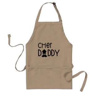 Avental Chef Daddy Fun Typography Chef Hat and Mustache