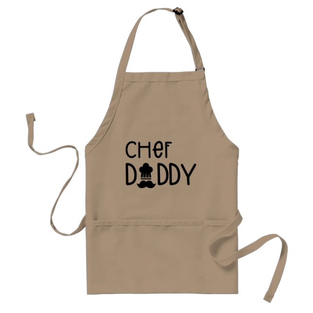 Avental Chef Daddy Fun Typography Chef Hat and Mustache (Frente)