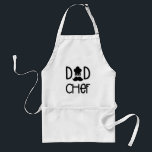 Avental Chef pai com chapéu de chef e bigode<br><div class="desc">Pai Chef Apron. Design de tipografia branca e preta divertida com letras peculiares,  um chapéu de chef e um bigode. presente de excelente para pai para dia de os pais ou a qualquer momento.</div>