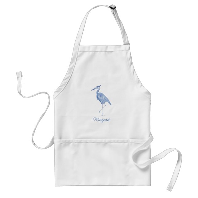 Avental Chinoiserie Watercolor Blue Heron (Frente)