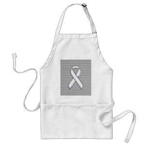 Avental Chrome White Ribbon Awareness Carbon Fiber Decor