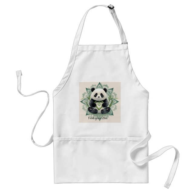 Avental Chubby panda sentado num lótus possifica Zen (Frente)