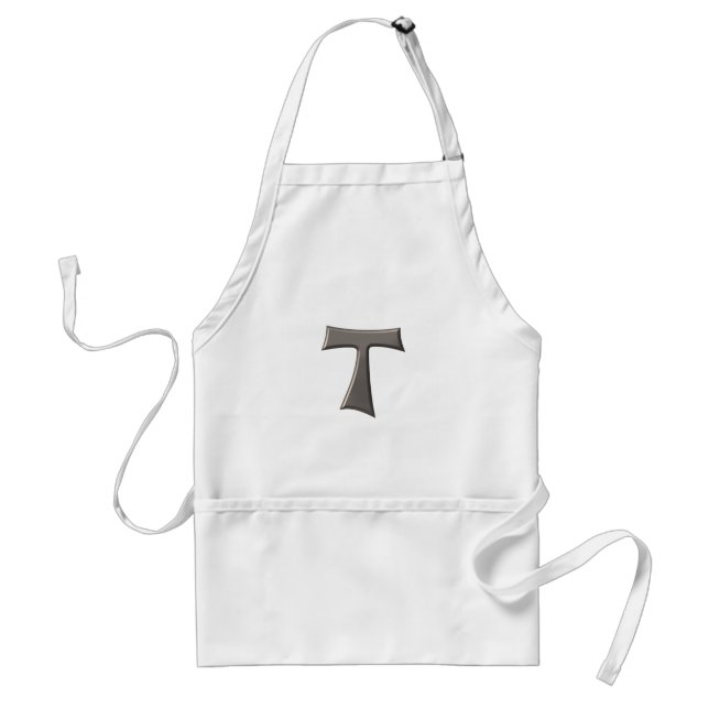 Avental Cinza de aço - Franciscan Tau Cross (Frente)