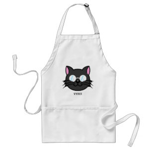 Avental Cinza Preta de Gato Negro Óculos para Vestir Gato