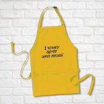 Avental Citação engraçada aprons presentes na cozinha piad<br><div class="desc">Uma citação engraçada aprons presentes na cozinha piada humor amigo. Concordo plenamente comigo mesmo.</div>