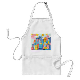 Avental Colagem de Papel Funky Cityscape