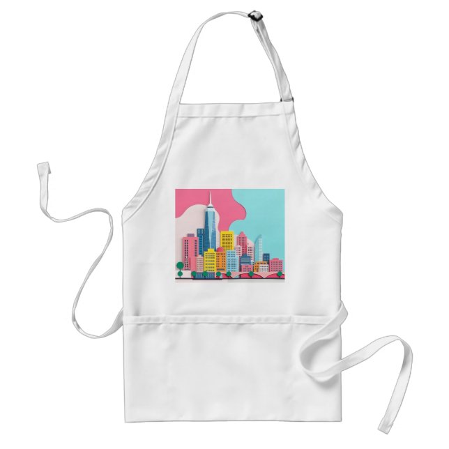 Avental Colagem moderna de papel Cityscape (Frente)