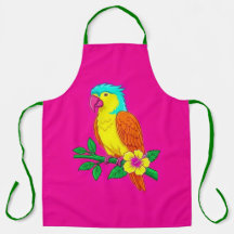 Avental com Estampa Floral de Papagaio Tropical