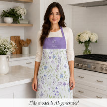 Avental com Monograma Floral Roxo