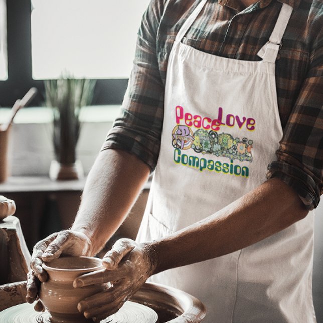 Avental Compaixão pela Paz Hippie Grafite Kanji Love (Criador carregado)