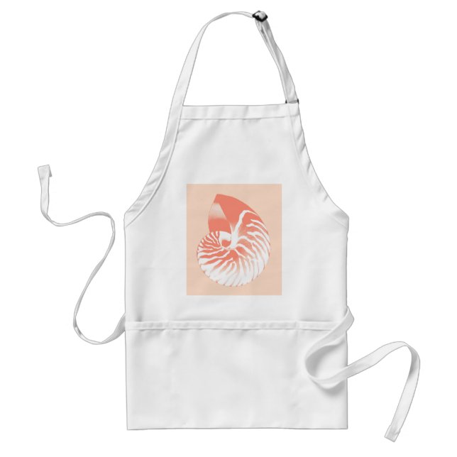 Avental Concha de Nautilus - laranja coral e branco (Frente)