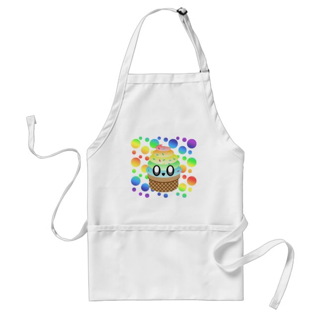 Avental Cone de Sorvete Kawaii Pontos de Arco-íris (Frente)