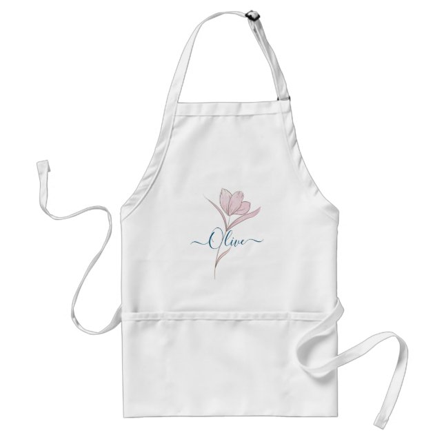 Avental Cor d'água do esboço floral personalizada (Frente)