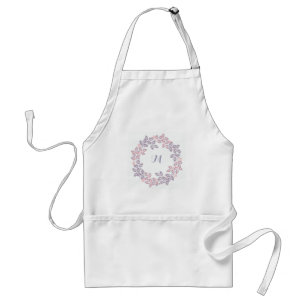 Avental Cor-de-rosa, lilás, coroa botânica, personalizada