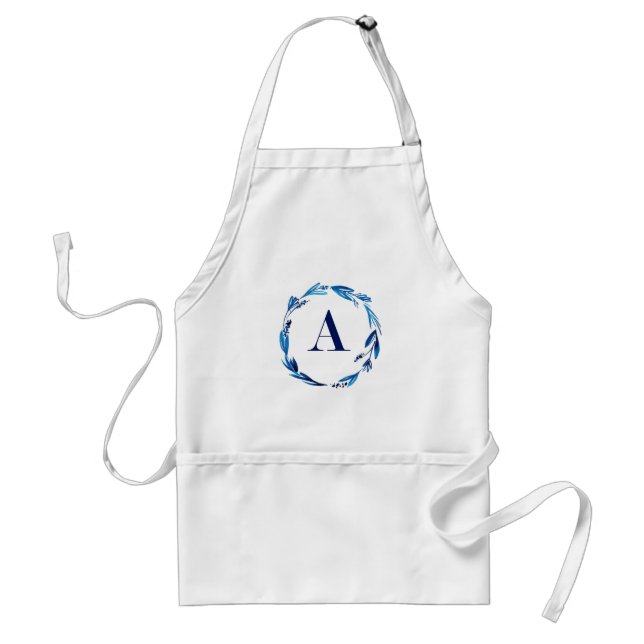 Avental Coroa floral azul 'A' (Frente)