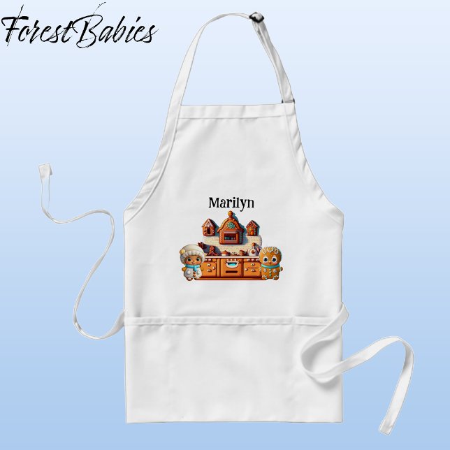 Avental Cozinha Gingerpão Cozinha Garota e Gráfico de Bisc (Gingerbread Kitchen, Man, Boy & Woman, Girl Christmas 🎄Customizable ForestBabies Apron)