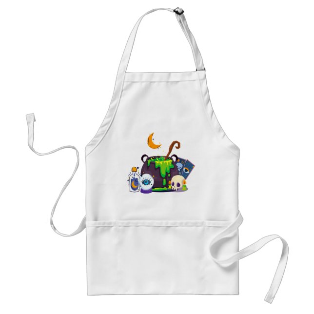 Avental Cozinhar De Witch Cauldron Sob O Luar (Frente)