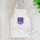 Avental Crachá de Fruta de maçã roxa<br><div class="desc">Cozinhe, artesanato ou jardim em estilo com este avental com um design de crachá de maçã colorido. Perfeito para professores, amantes de comidas, chefs domésticos, e qualquer um que desfrute de visto de cozinha divertido e funcional, este avental traz um toque alegre a qualquer atividade. O vibrante gráfico de maçã...</div>