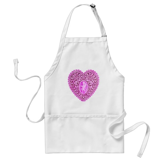 Avental CUPID LACE HEART,rosa-violeta-branca (Frente)