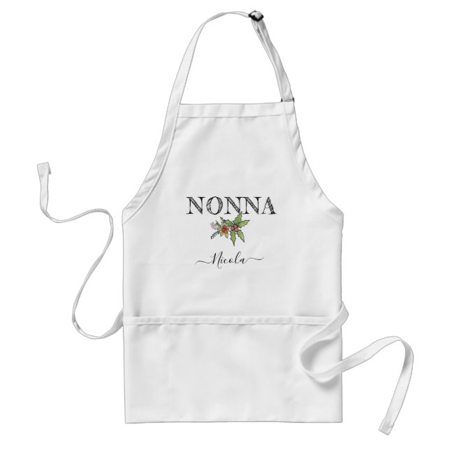 Avental Custom Name Personalized Nonna Apron With Pockets (Frente)