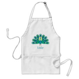 Avental Cute Peacock Personalized Apron