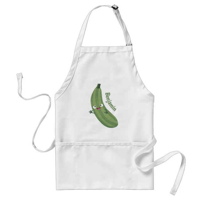 Avental Cute zucchini happy cartoon illustration (Frente)