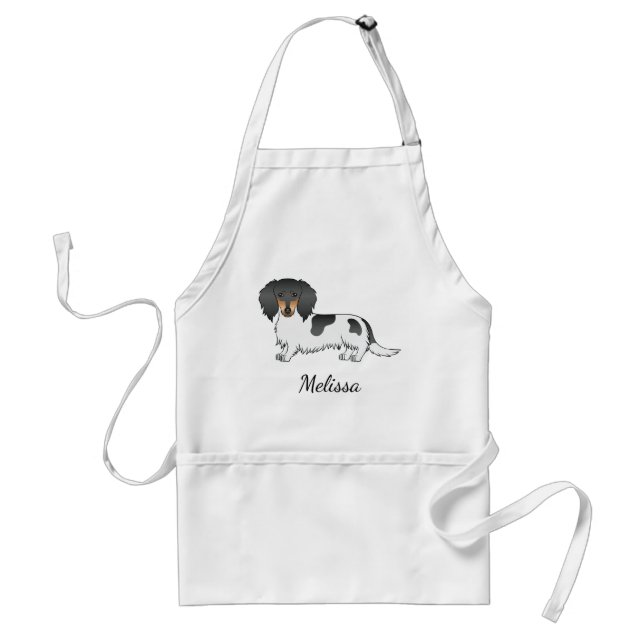 Avental Dachshund E Nome De Cabelo Longo Preto E Tano (Frente)