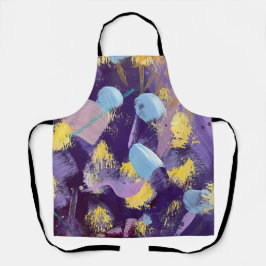 Avental de Arte Abstrata Vibrante Roxo, Amarelo e 