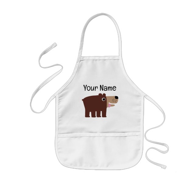 Avental de bib infantil desenho de urso cub grande (Frente)