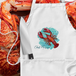 Avental de Bolso Design Madeira Azul Chef Lagosta